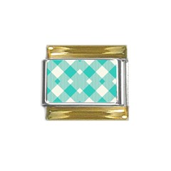 Diagonal Blue Torquoise Gold Trim Italian Charm (9mm)