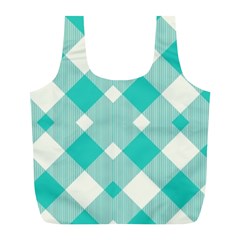 Diagonal Blue Torquoise Full Print Recycle Bag (l)