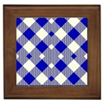 Blue Diagonal Plaids  Framed Tile Front