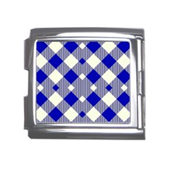 Blue Diagonal Plaids  Mega Link Italian Charm (18mm) by ConteMonfrey