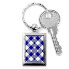 Blue Diagonal Plaids  Key Chain (rectangle) by ConteMonfrey