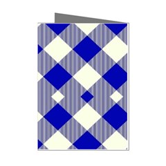 Blue Diagonal Plaids  Mini Greeting Cards (pkg Of 8)