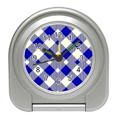 Blue Diagonal Plaids  Travel Alarm Clock by ConteMonfrey