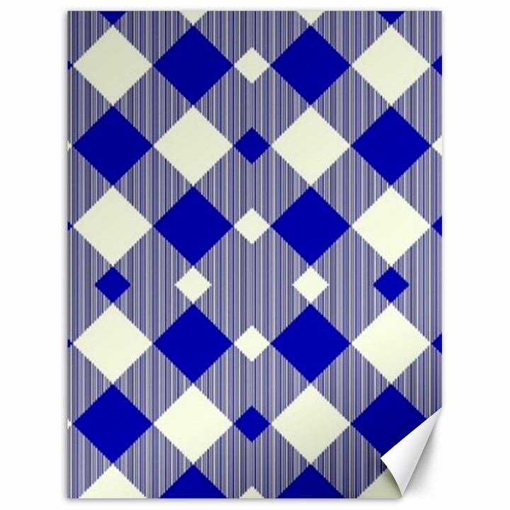 Blue Diagonal Plaids  Canvas 18  x 24 