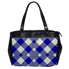 Blue Diagonal Plaids  Oversize Office Handbag by ConteMonfrey