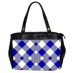 Blue Diagonal Plaids  Oversize Office Handbag (2 Sides) by ConteMonfrey