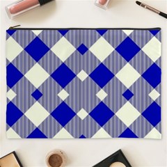 Blue Diagonal Plaids  Cosmetic Bag (xxxl) by ConteMonfrey