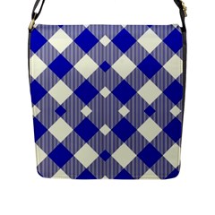 Blue Diagonal Plaids  Flap Closure Messenger Bag (l) by ConteMonfrey