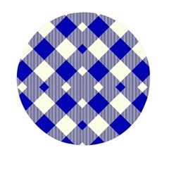 Blue Diagonal Plaids  Mini Round Pill Box by ConteMonfrey