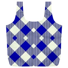 Blue Diagonal Plaids  Full Print Recycle Bag (xxl) by ConteMonfrey