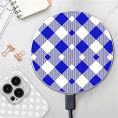 Blue Diagonal Plaids  Wireless Charger by ConteMonfrey