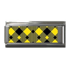 Yellow Diagonal Plaids Superlink Italian Charm (9mm) by ConteMonfrey