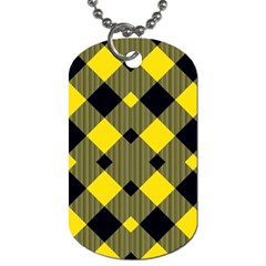 Yellow Diagonal Plaids Dog Tag (one Side)