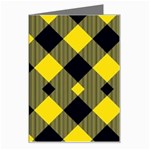 Yellow diagonal Plaids Greeting Card Left