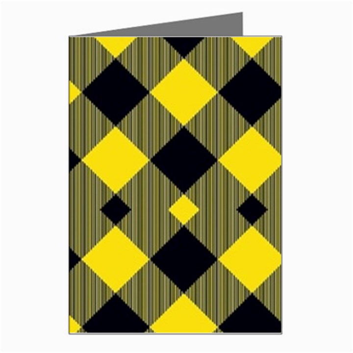 Yellow diagonal Plaids Greeting Card