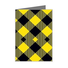 Yellow Diagonal Plaids Mini Greeting Card by ConteMonfrey