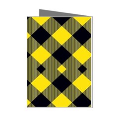 Yellow Diagonal Plaids Mini Greeting Cards (pkg Of 8) by ConteMonfrey