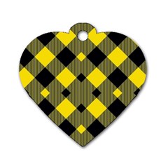 Yellow Diagonal Plaids Dog Tag Heart (two Sides) by ConteMonfrey