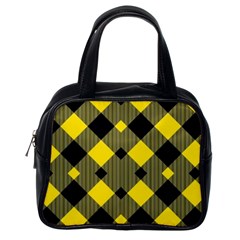 Yellow Diagonal Plaids Classic Handbag (one Side) by ConteMonfrey