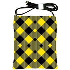 Yellow Diagonal Plaids Shoulder Sling Bag by ConteMonfrey