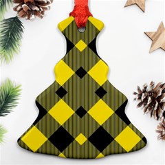 Yellow Diagonal Plaids Ornament (christmas Tree)  by ConteMonfrey