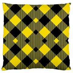 Yellow Diagonal Plaids Large Cushion Case (one Side) by ConteMonfrey