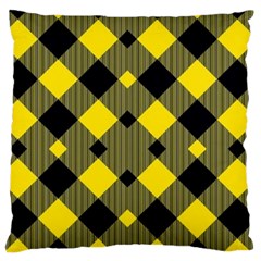 Yellow Diagonal Plaids Large Flano Cushion Case (one Side) by ConteMonfrey