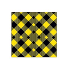 Yellow Diagonal Plaids Satin Bandana Scarf 22  X 22  by ConteMonfrey