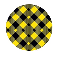 Yellow Diagonal Plaids Mini Round Pill Box by ConteMonfrey