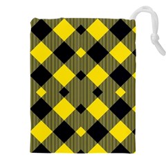 Yellow Diagonal Plaids Drawstring Pouch (5xl) by ConteMonfrey