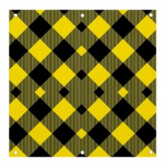 Yellow Diagonal Plaids Banner And Sign 4  X 4  by ConteMonfrey