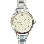 Discreet Cream Plaids Round Italian Charm Watch Front