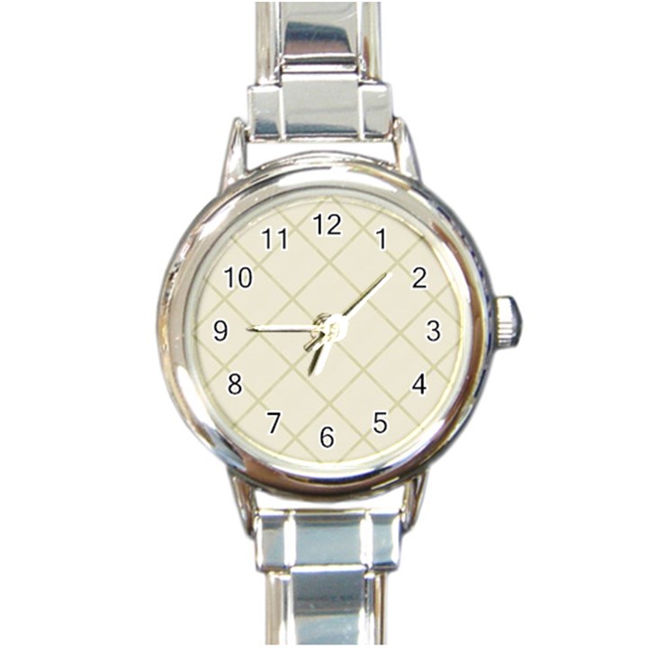 Discreet Cream Plaids Round Italian Charm Watch