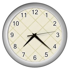 Discreet Cream Plaids Wall Clock (silver) by ConteMonfrey