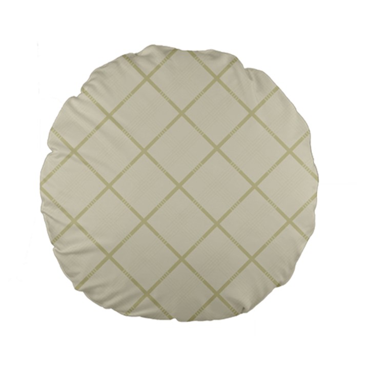 Discreet Cream Plaids Standard 15  Premium Flano Round Cushions