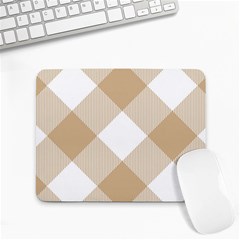 Clean Brown White Plaids Small Mousepad by ConteMonfrey