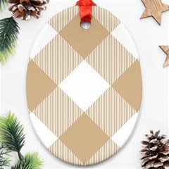 Clean Brown White Plaids Ornament (oval) by ConteMonfrey