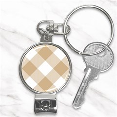 Clean Brown White Plaids Nail Clippers Key Chain by ConteMonfrey