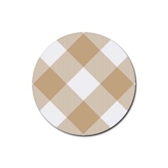 Clean Brown White Plaids Rubber Coaster (round) by ConteMonfrey