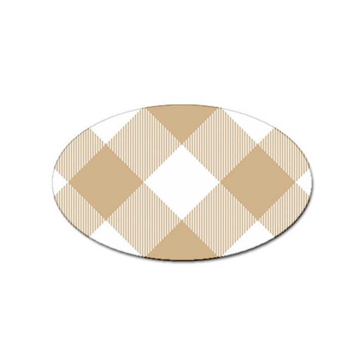 Clean brown white plaids Sticker Oval (10 pack)