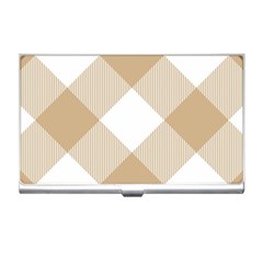 Clean Brown White Plaids Business Card Holder by ConteMonfrey