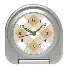 Clean Brown White Plaids Travel Alarm Clock by ConteMonfrey