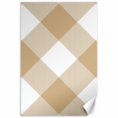 Clean Brown White Plaids Canvas 24  X 36  by ConteMonfrey