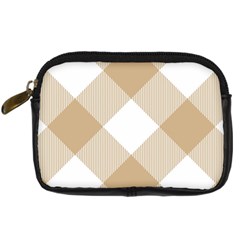 Clean Brown White Plaids Digital Camera Leather Case by ConteMonfrey