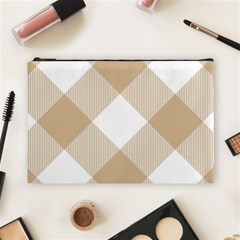 Clean Brown White Plaids Cosmetic Bag (large) by ConteMonfrey