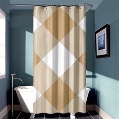 Clean Brown White Plaids Shower Curtain 36  X 72  (stall)  by ConteMonfrey