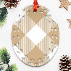 Clean Brown White Plaids Ornament (oval Filigree) by ConteMonfrey