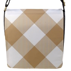 Clean Brown White Plaids Flap Closure Messenger Bag (s) by ConteMonfrey