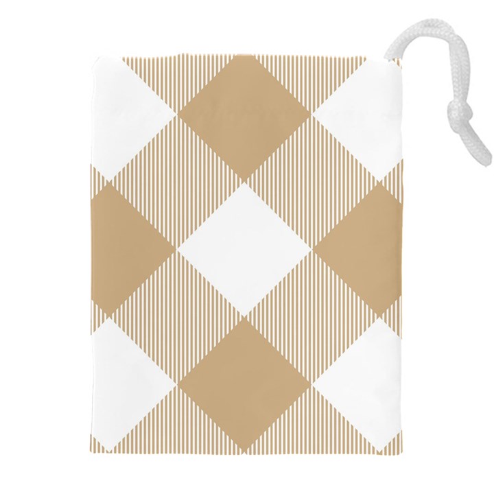 Clean brown white plaids Drawstring Pouch (5XL)