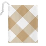 Clean brown white plaids Drawstring Pouch (5XL) Back